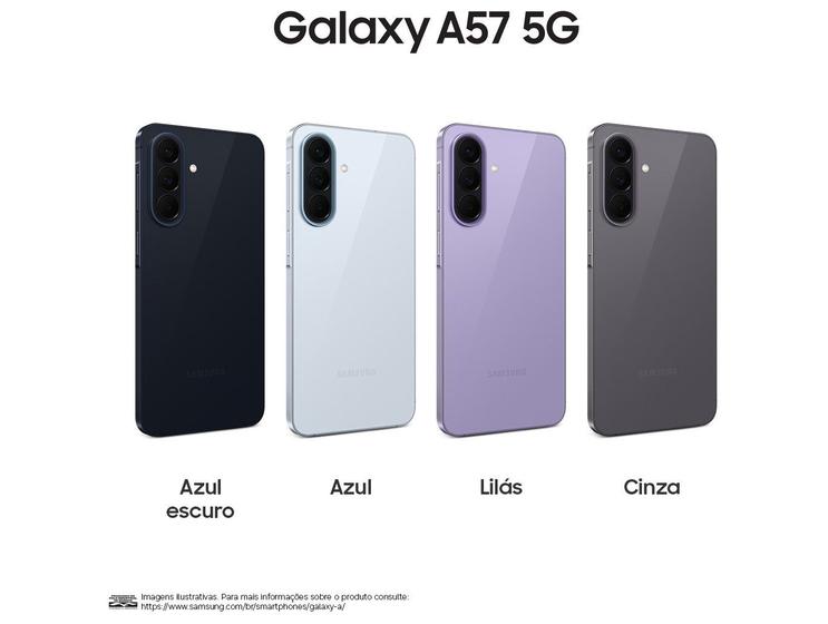 Celular Samsung Galaxy A57 128GB 5G 8GB RAM Lilás 6,7" Câm Tripla + Selfie 12MP