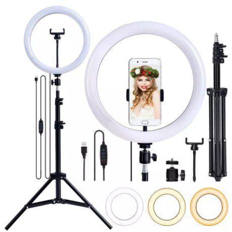 Kit Completo Ring Light 26cm 10 Polegadas Com Tripé Dimmer Youtuber Selfie Pro - CENTRÃO
